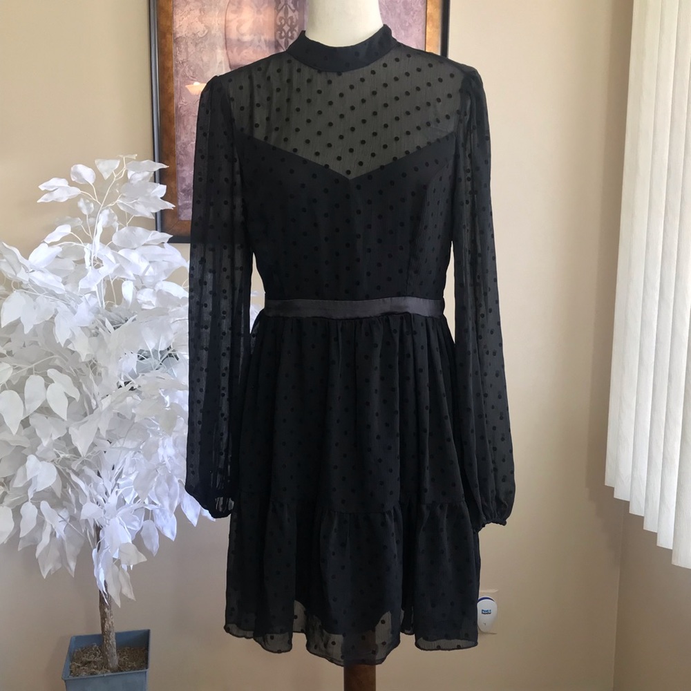 Black sheer polka dot dress by Shein
